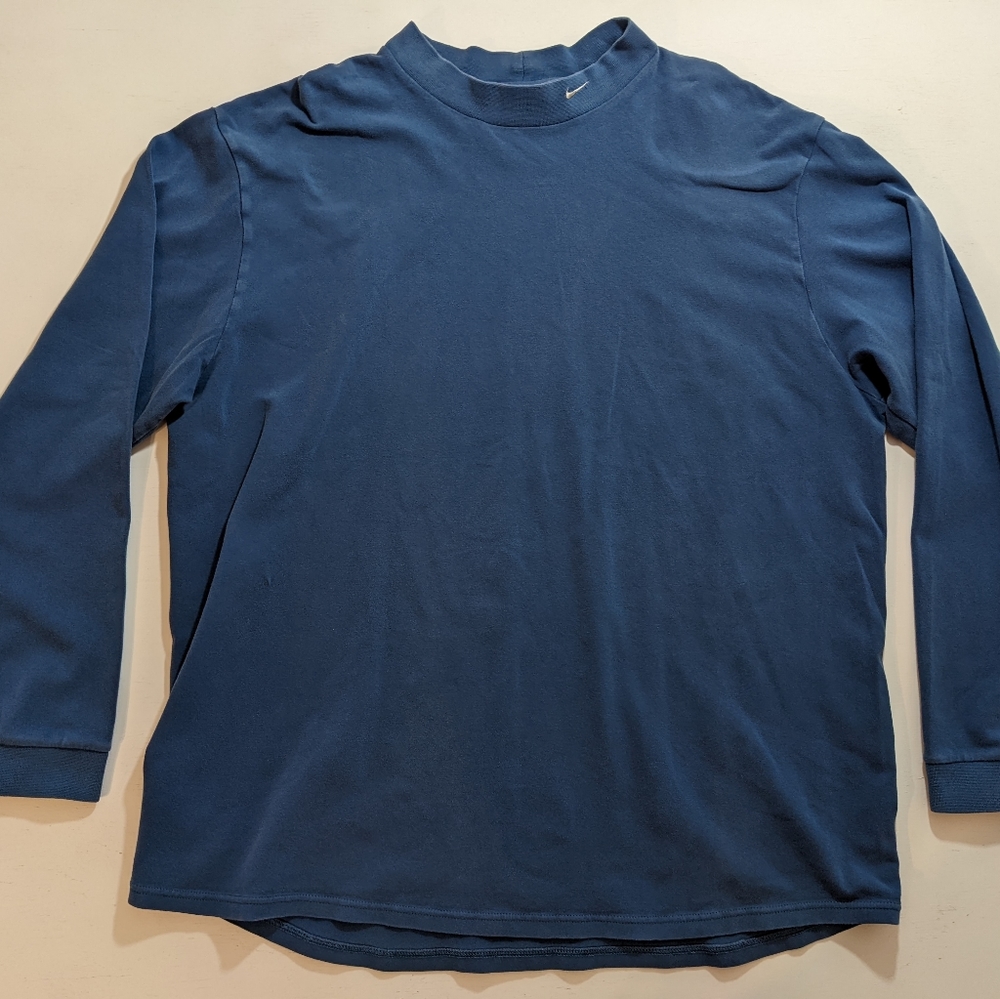 VTG Nike Swoosh Mock Turtleneck Navy XXL. In good pre owned condition.
